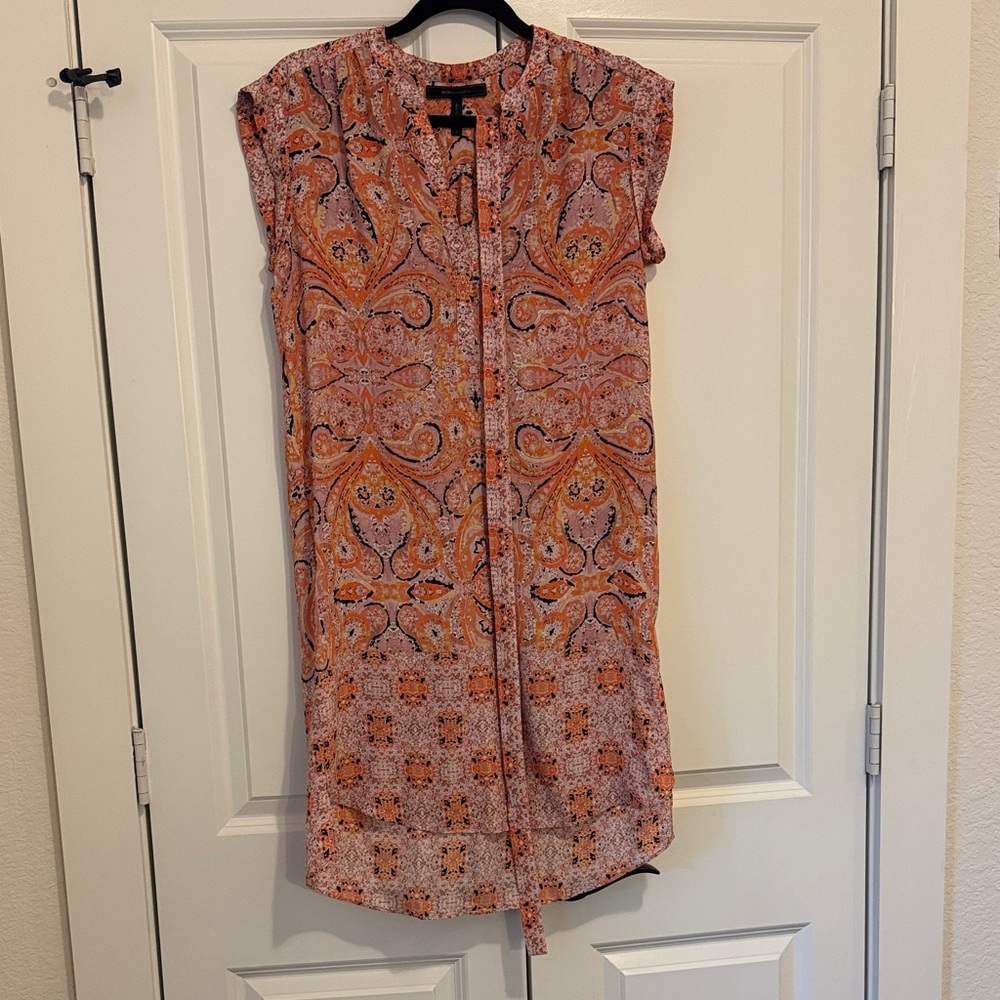 BCBGMaxAzria Orange and Pink Patterned Dress